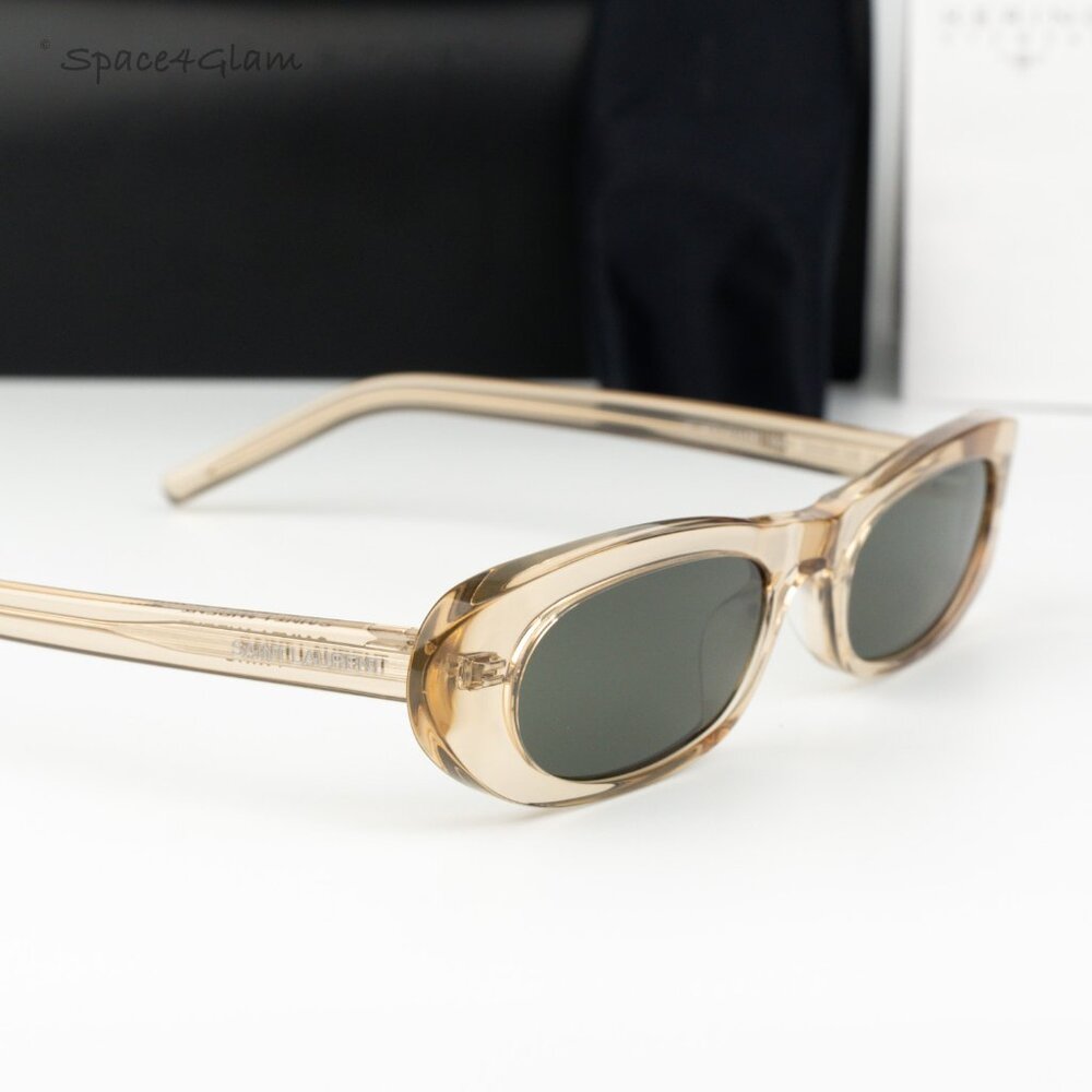 Saint Laurent Women Sunglasses Transparent Nude Grey Oval SL557 004 BRAND NEW - Picture 3 of 11